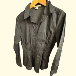 Kenneth Cole Reaction Black Knit Button-Down Blouse – Size L